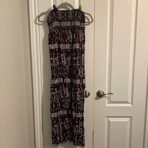 Forever 21 maxi dress, large, elastic top, purple, bohemian, summer, strapless